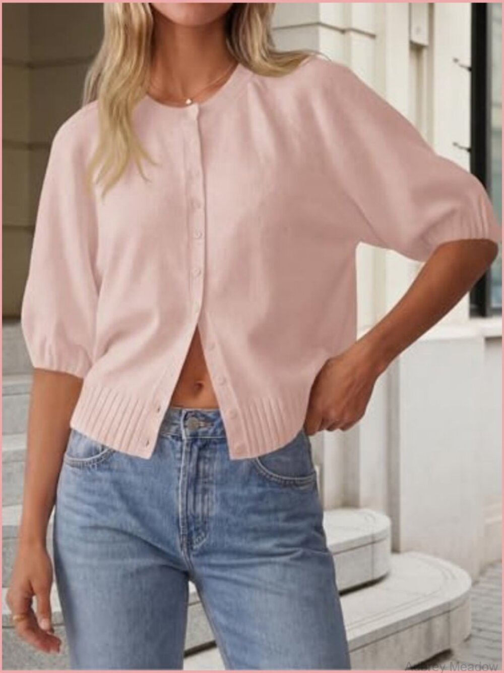 Lightweight Knit Short Sleeve Cardigan Button Down Sweater Tops - Picture 2 of 7